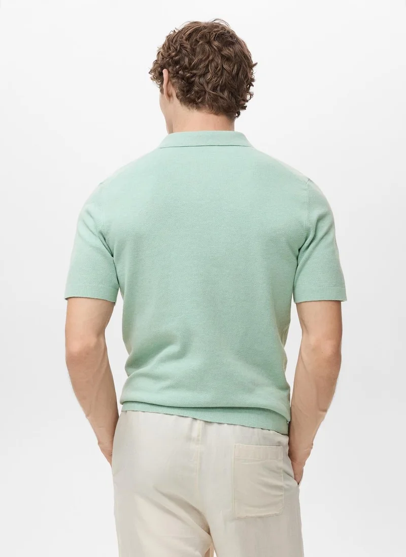 Mango Man Fine-knit cotton polo shirt